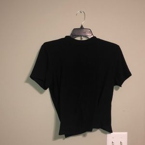 Short Sleeve Turtleneck, Black Crop Top